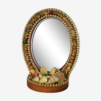 Oval table mirror with shells 50/60s