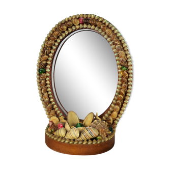 Oval table mirror with shells 50/60s