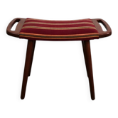 Teak and fabric ottoman stool, attributed to Hans Wegner, Denmark, 1960.