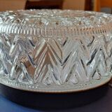 Antique large ceiling light in molded pressed glass.
