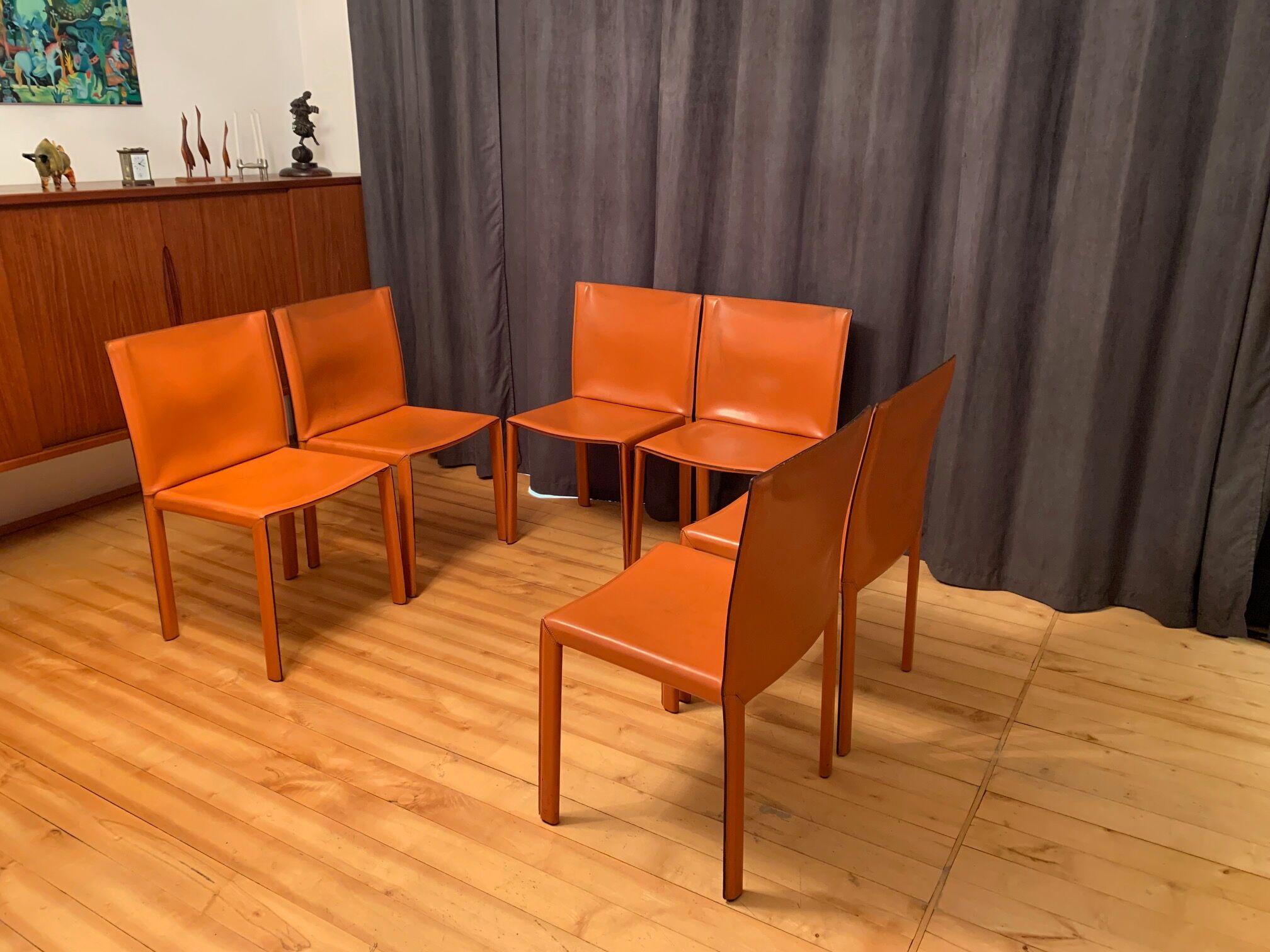 6 chaises Pasqualina par Grassi & Bianchi, Enrico Pellizzoni, Italie, années 1980.