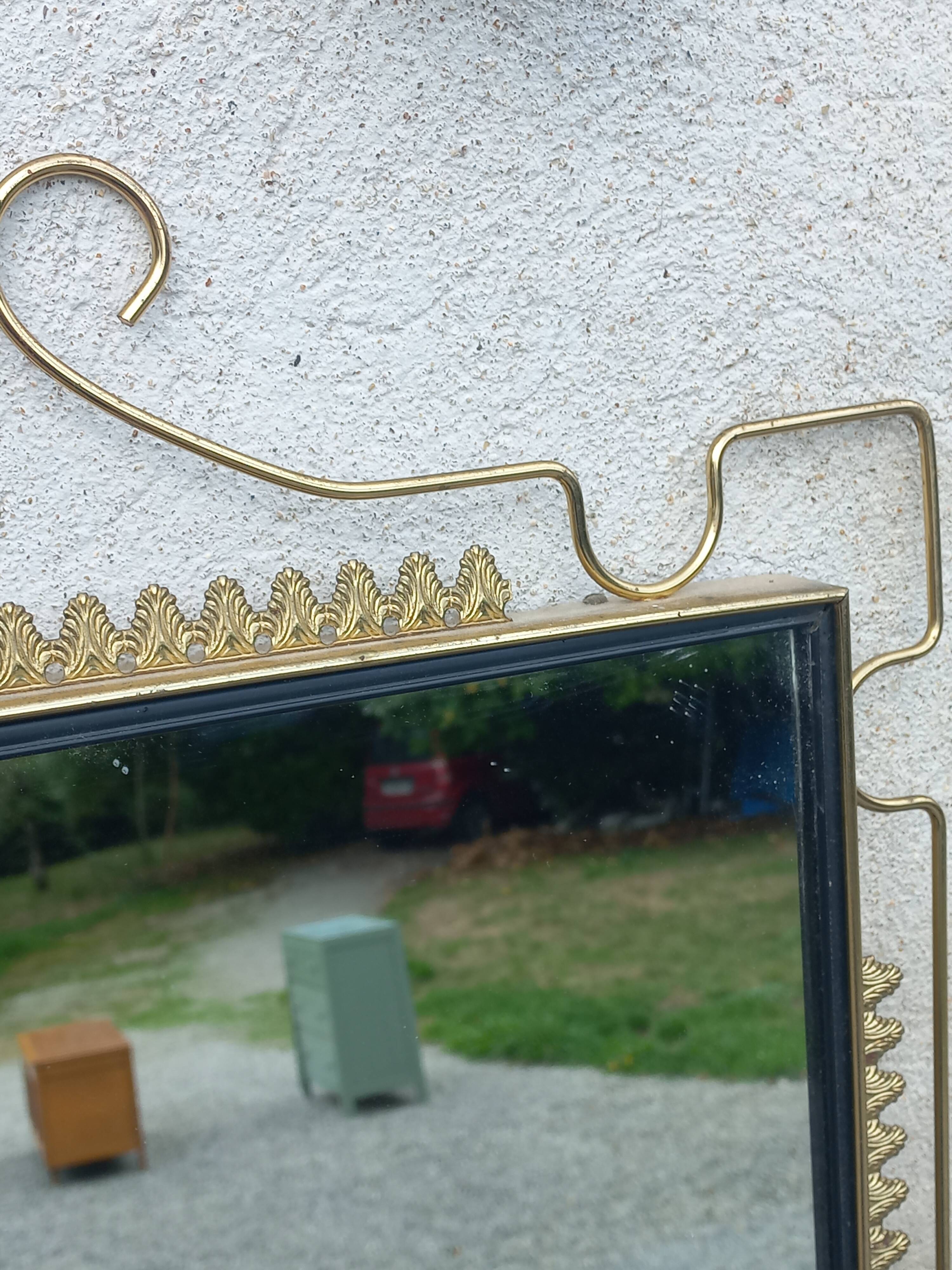Vintage 1950s neoclassical style gold metal mirror