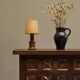 Mid-Century Accent Table Lamp in Solid Oak and Patinated Brass
