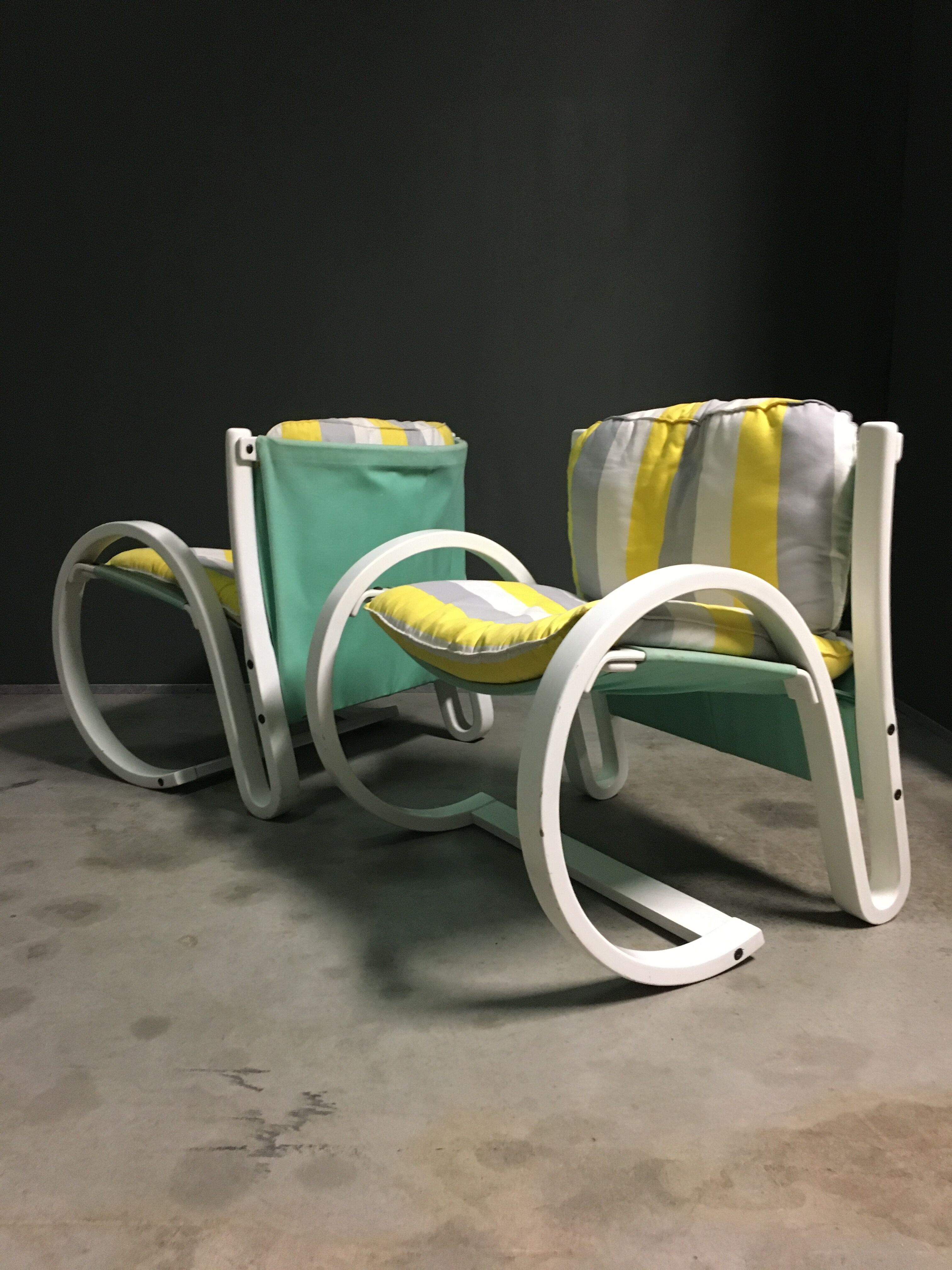 Chaises longues italiennes en contreplaqué années 1980
