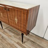 Mid-century 1960s mahogany sideboard with glass top