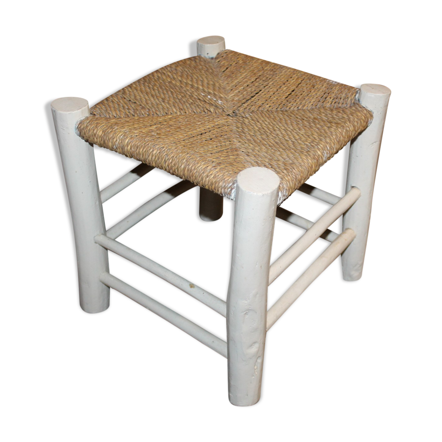 Stool White braided