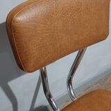 Pair of vintage faux leather and chrome chairs