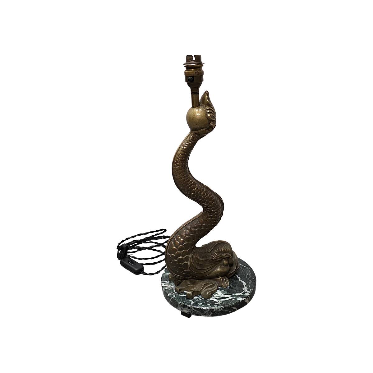 Lampe de table en bronze avec dauphin, style milieu du siècle, années 1950.