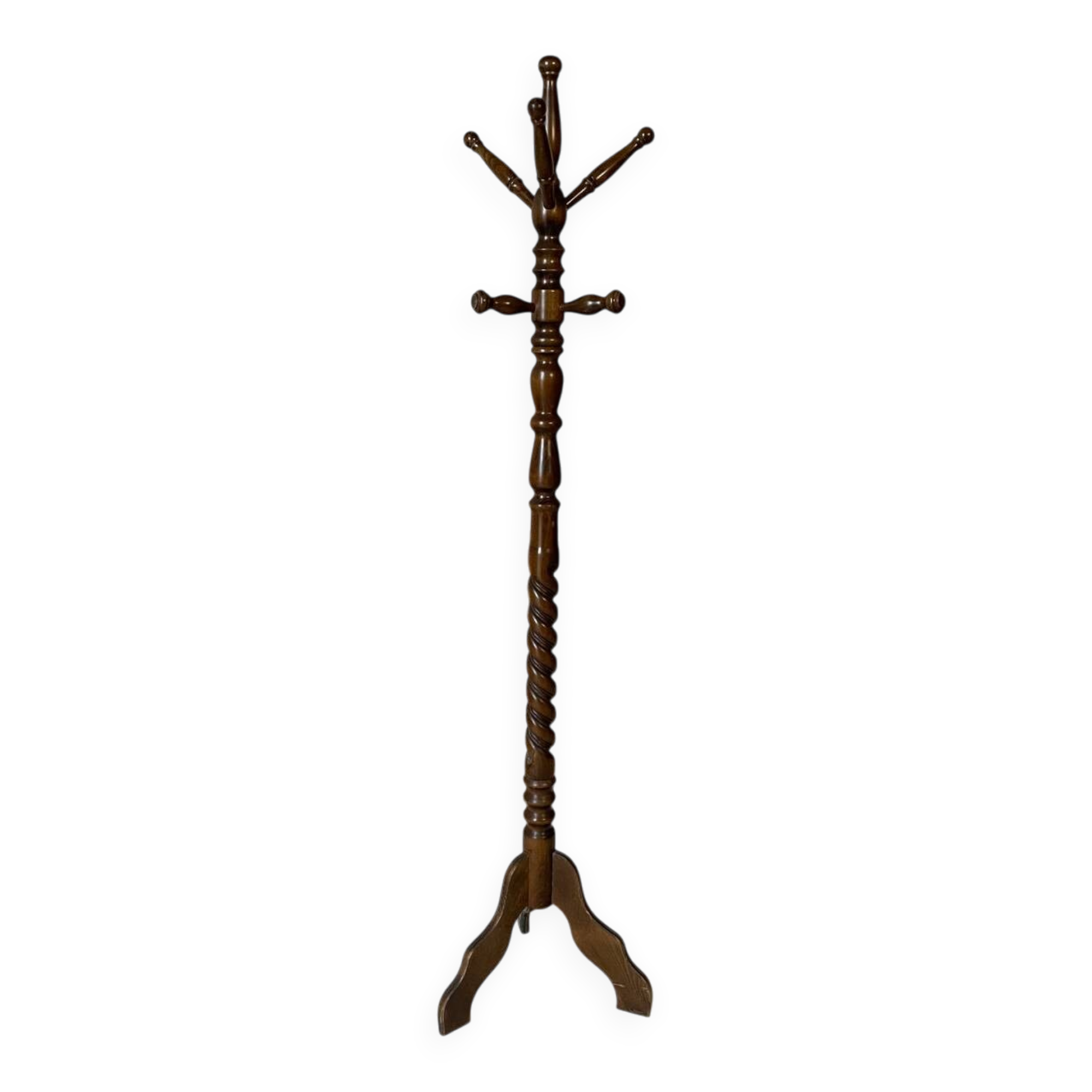 Antique turned wooden coat rack
