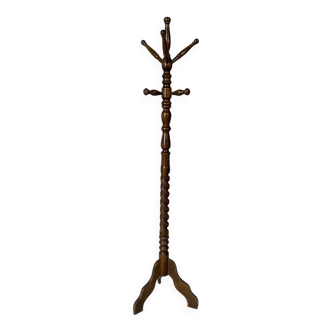 Antique turned wooden coat rack