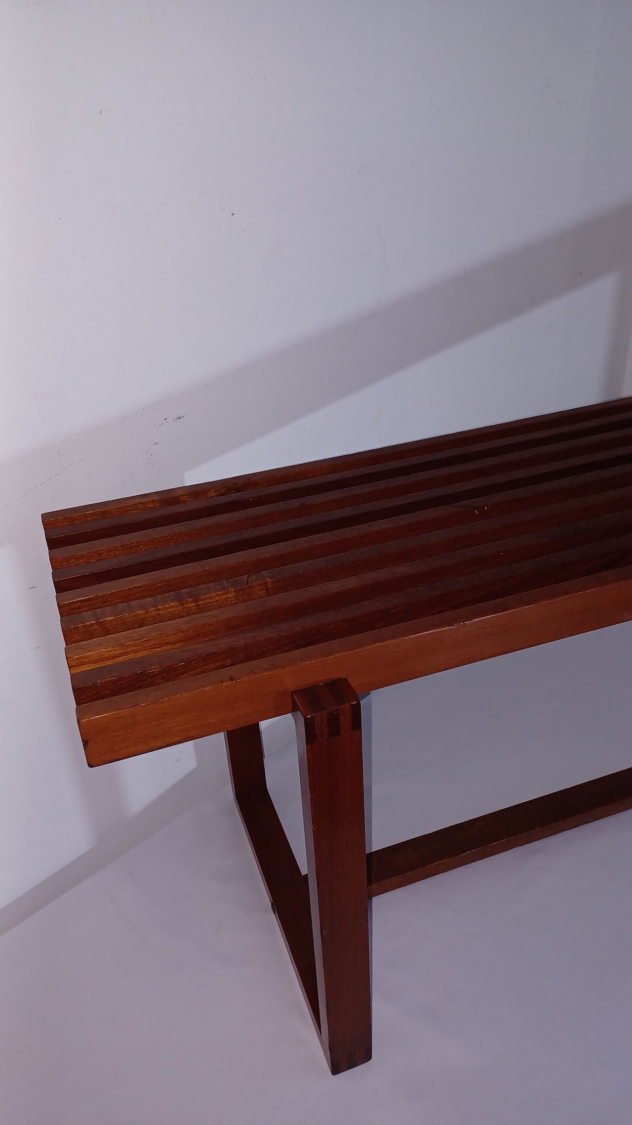 Banc à lattes scandinaves, teck 1970