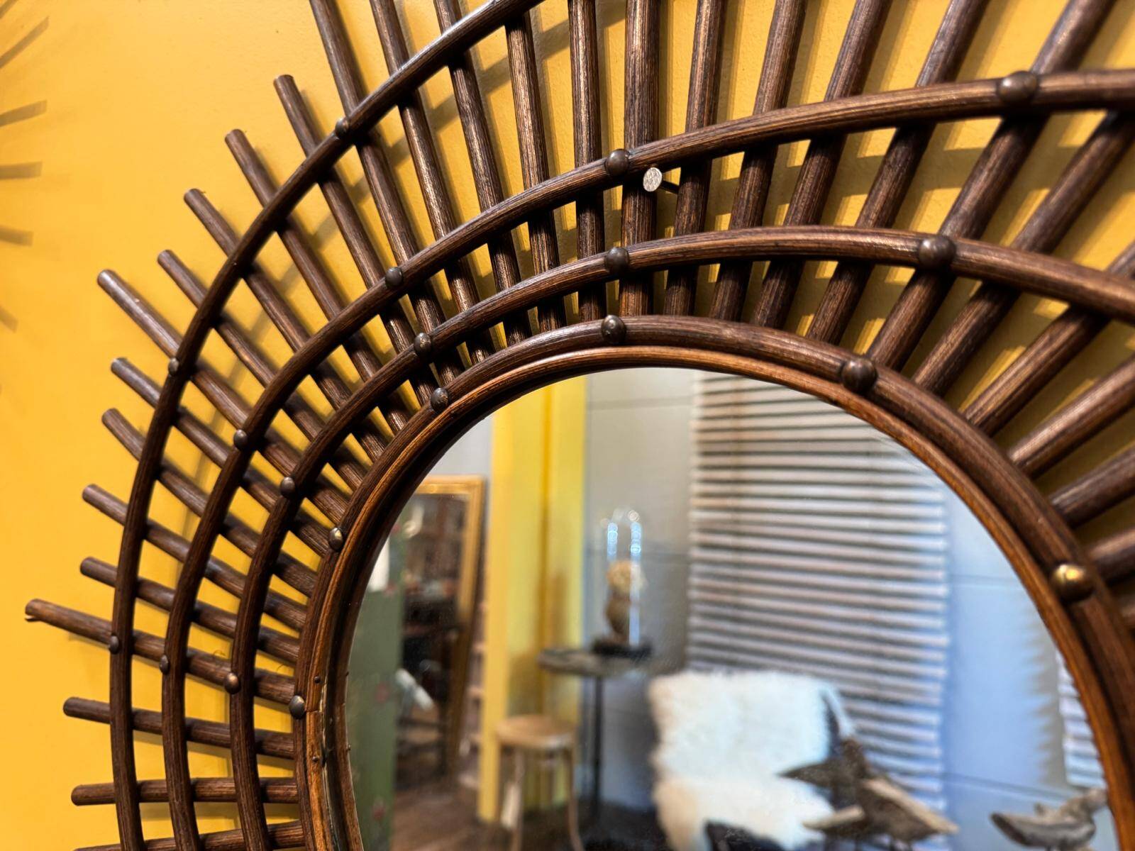 Miroir vintage en rotin ortf