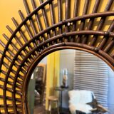Miroir vintage en rotin ortf
