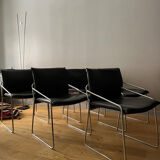 Ensemble de 6 chaises en cuir circa 1970