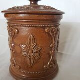 Ancien pot à tabac en grès de Beauvaisis décor floral Parfait état