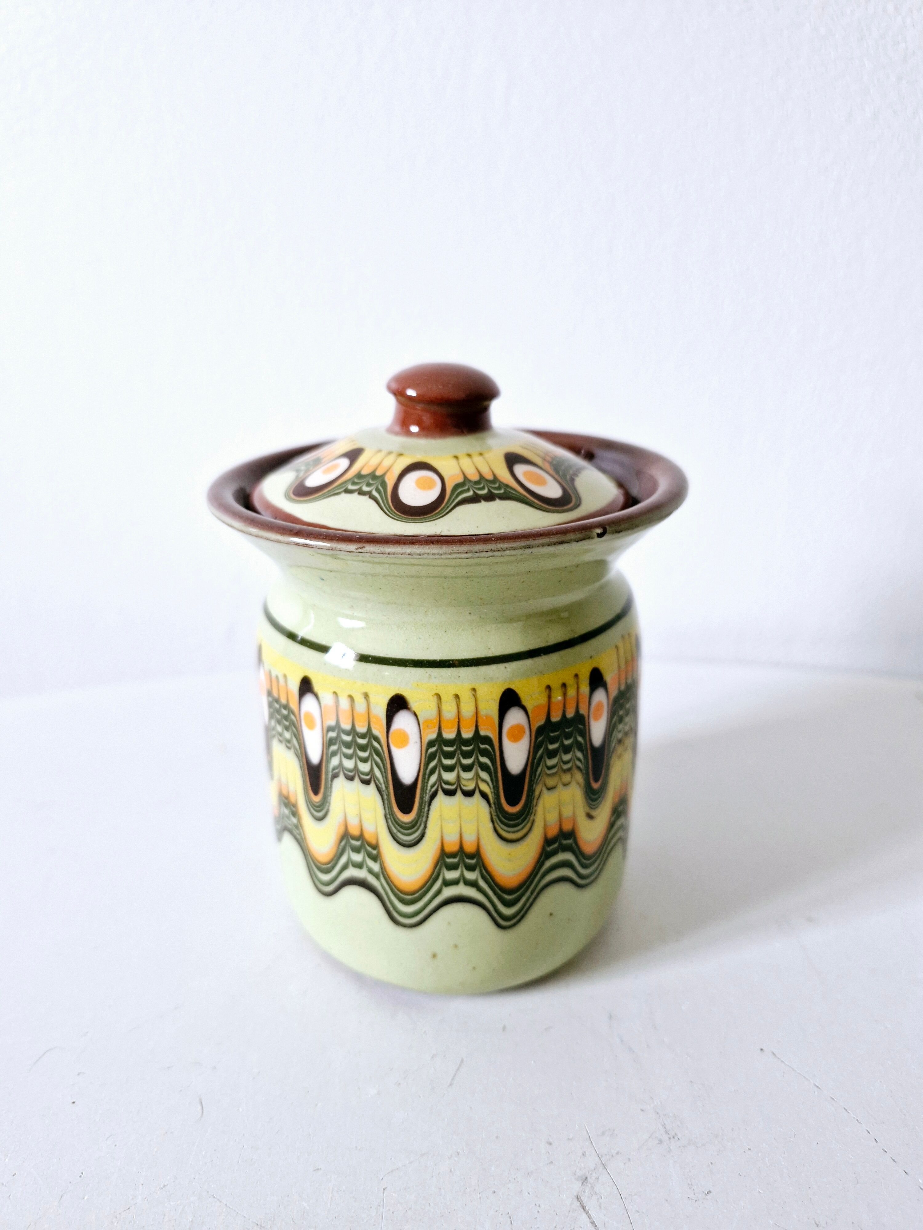 Vintage Bulgarian ceramic mustard pot Troyan
