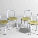 Set of four Italian postmodern metal chairs with sculpted seats, 1980s