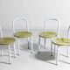 Set of four Italian postmodern metal chairs with sculpted seats, 1980s