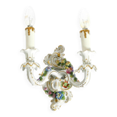 Beautiful hand-painted Mid Century porcelain wall lamp