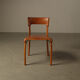 Ensemble de cinq chaises de salle à manger italiennes en cuir cognac, années 1990.