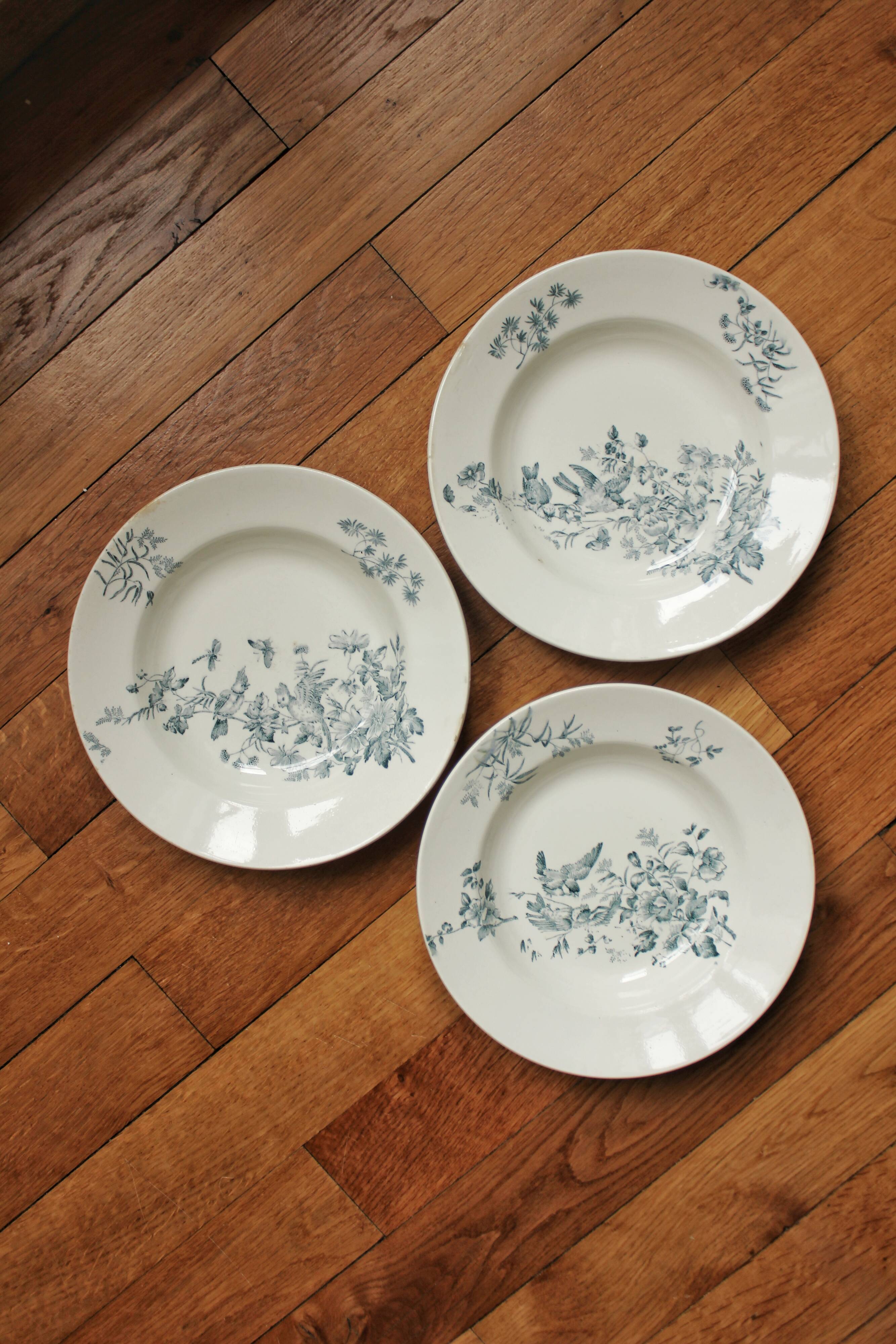 3 assiettes creuses de longwy