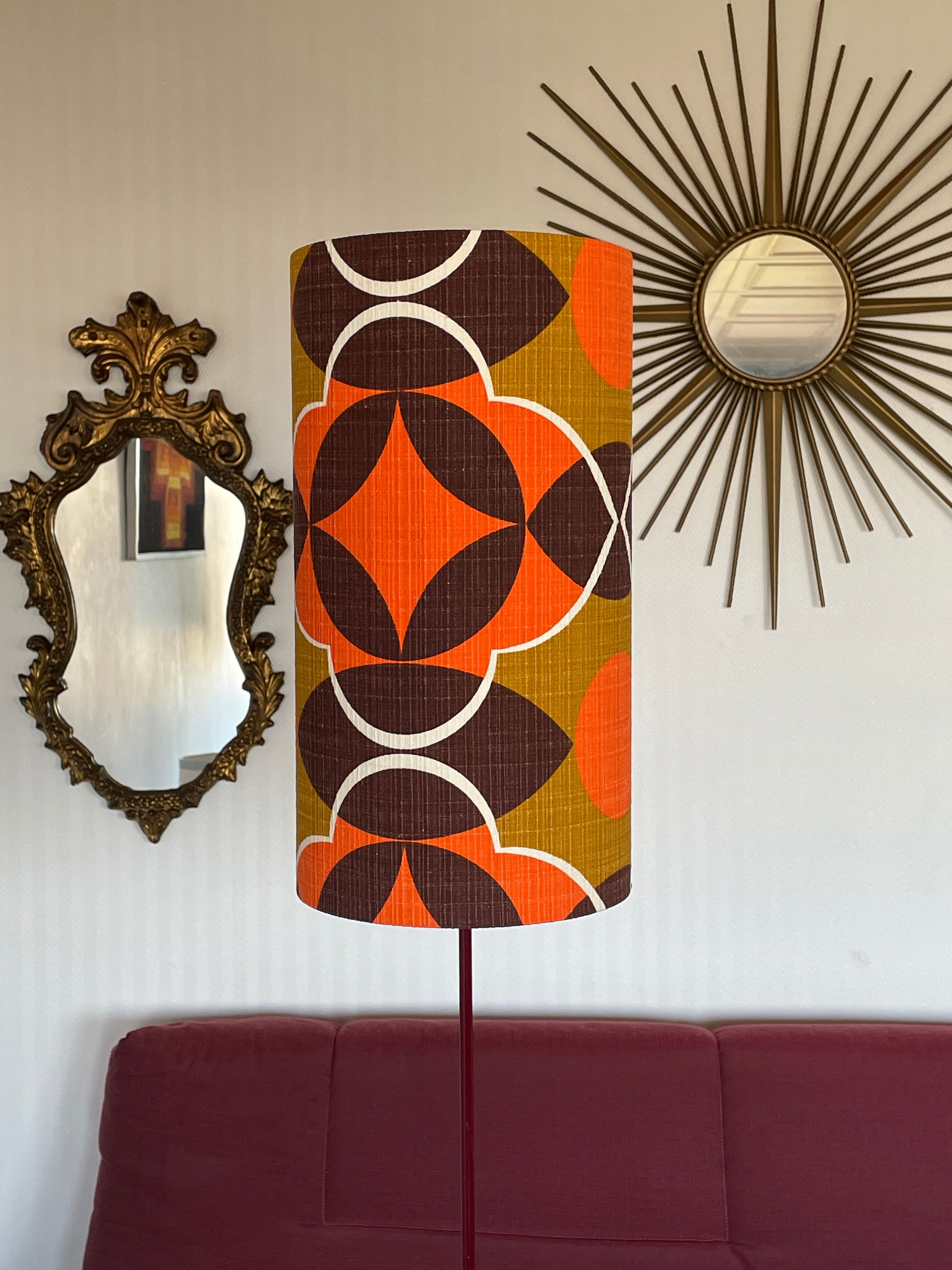 Oblivion lampshade H38 D20 - vintage 70's fabric