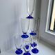 Set of 8 glasses of champagne with blue feet 60s-70s