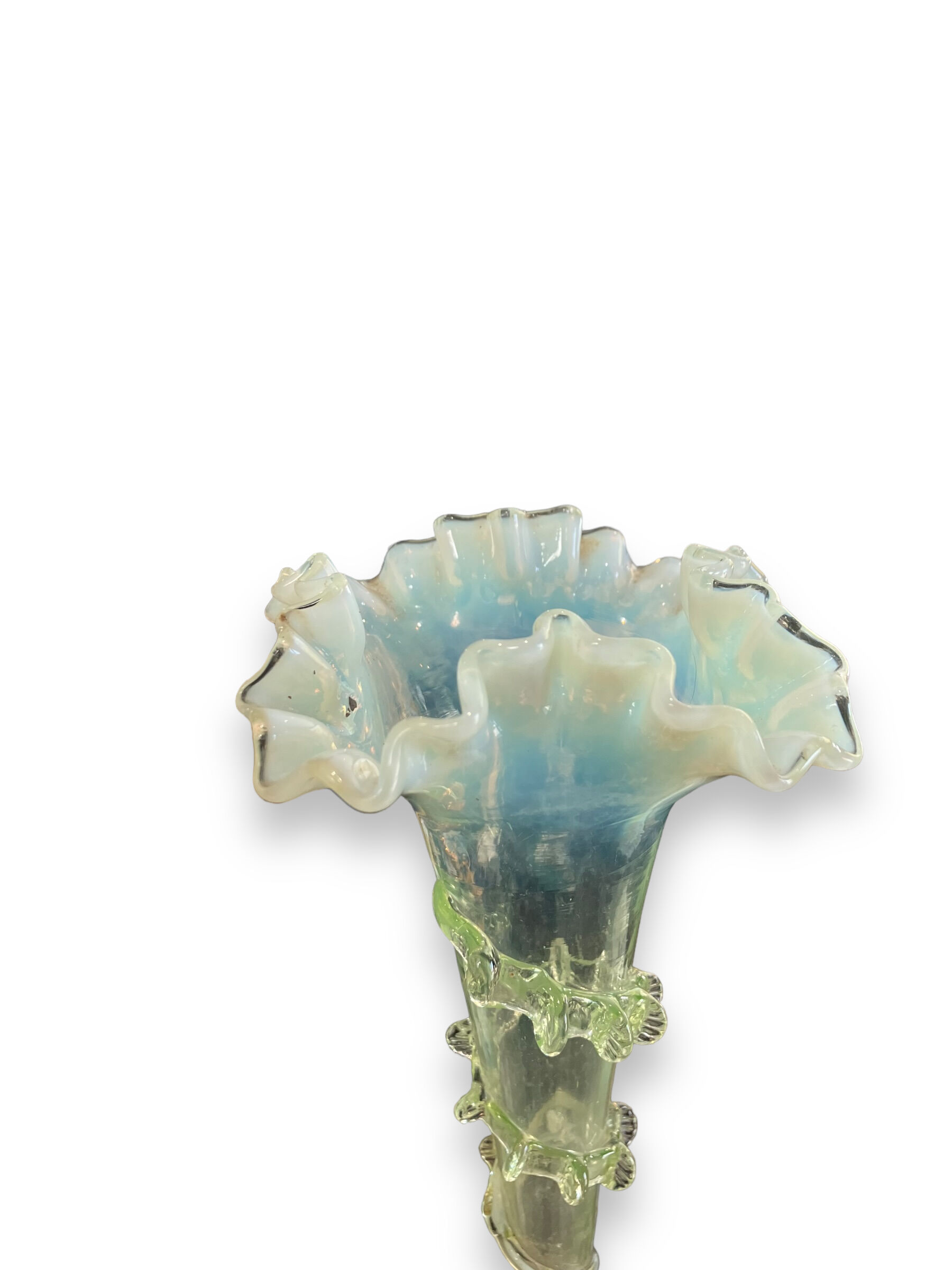 Tulip tree centerpiece in opalescent glass and bronze nineteenth