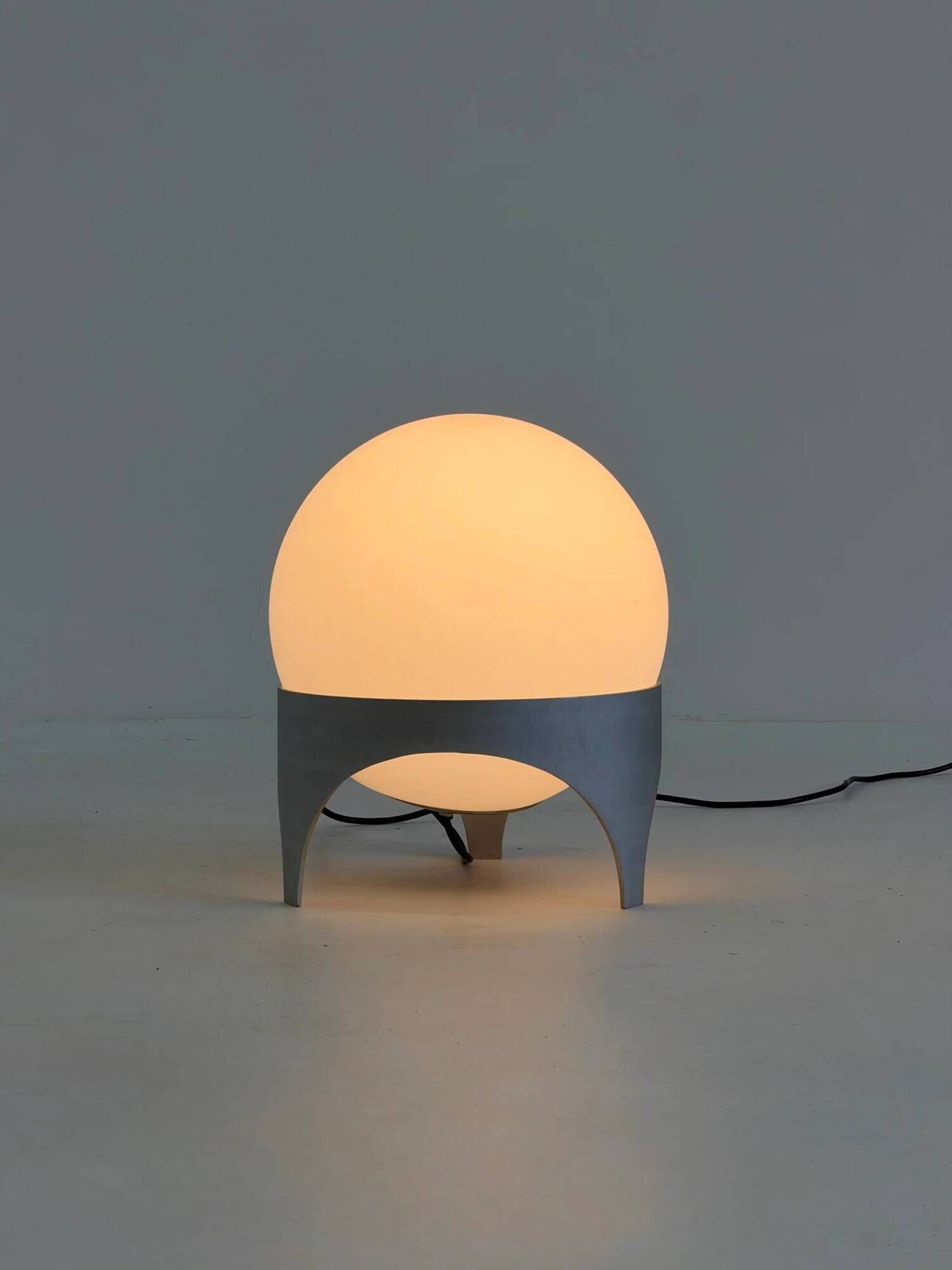 Vintage Space Age table lamp with glass globe and aluminium base