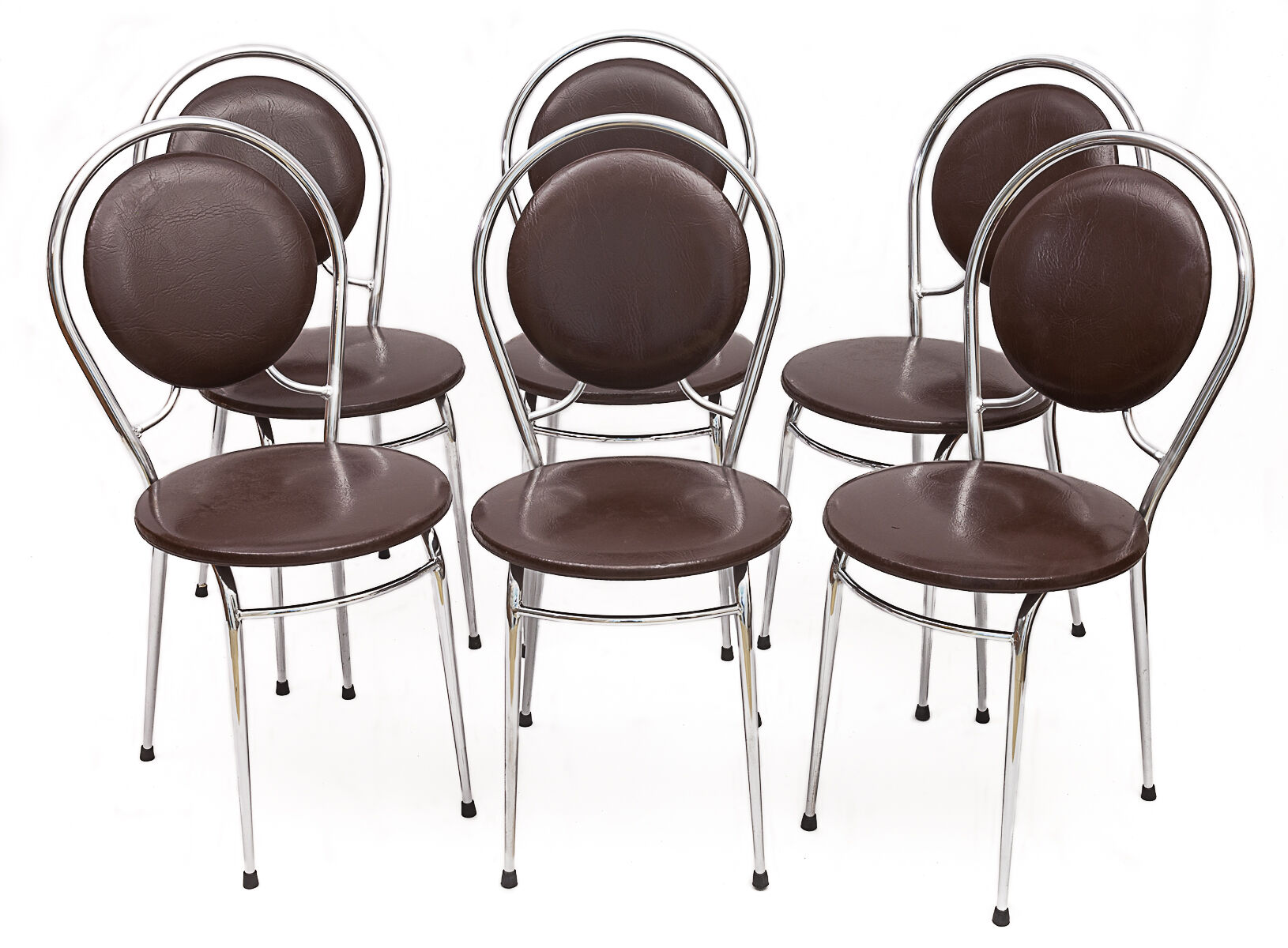 6 chairs Soudexvinyl chocolate, vintage 1970