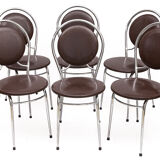 6 chairs Soudexvinyl chocolate, vintage 1970