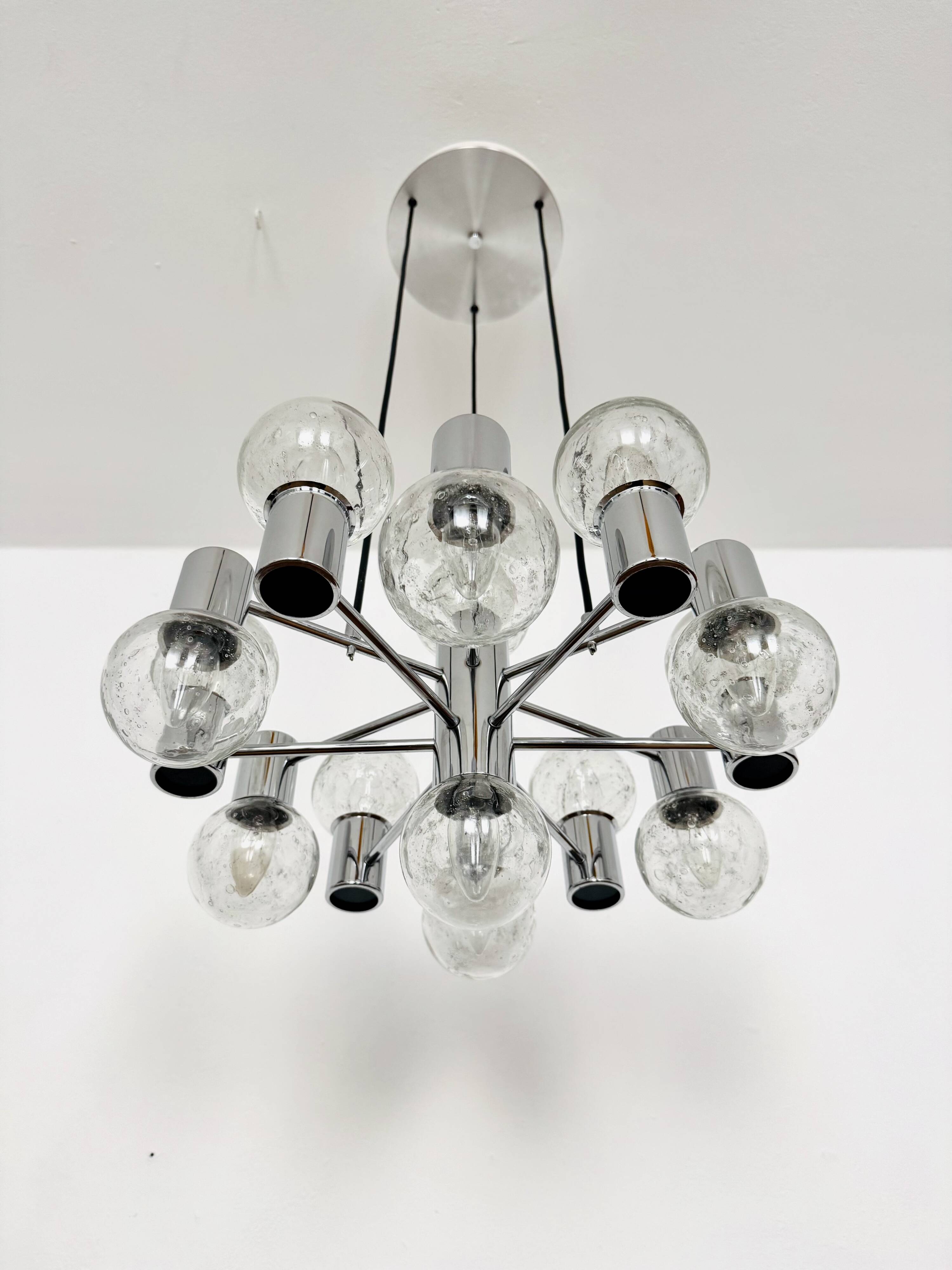 Chromed 1970s Sputnik Chandelier by Doria