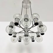 Lustre Spoutnik chromé par Doria, années 1970