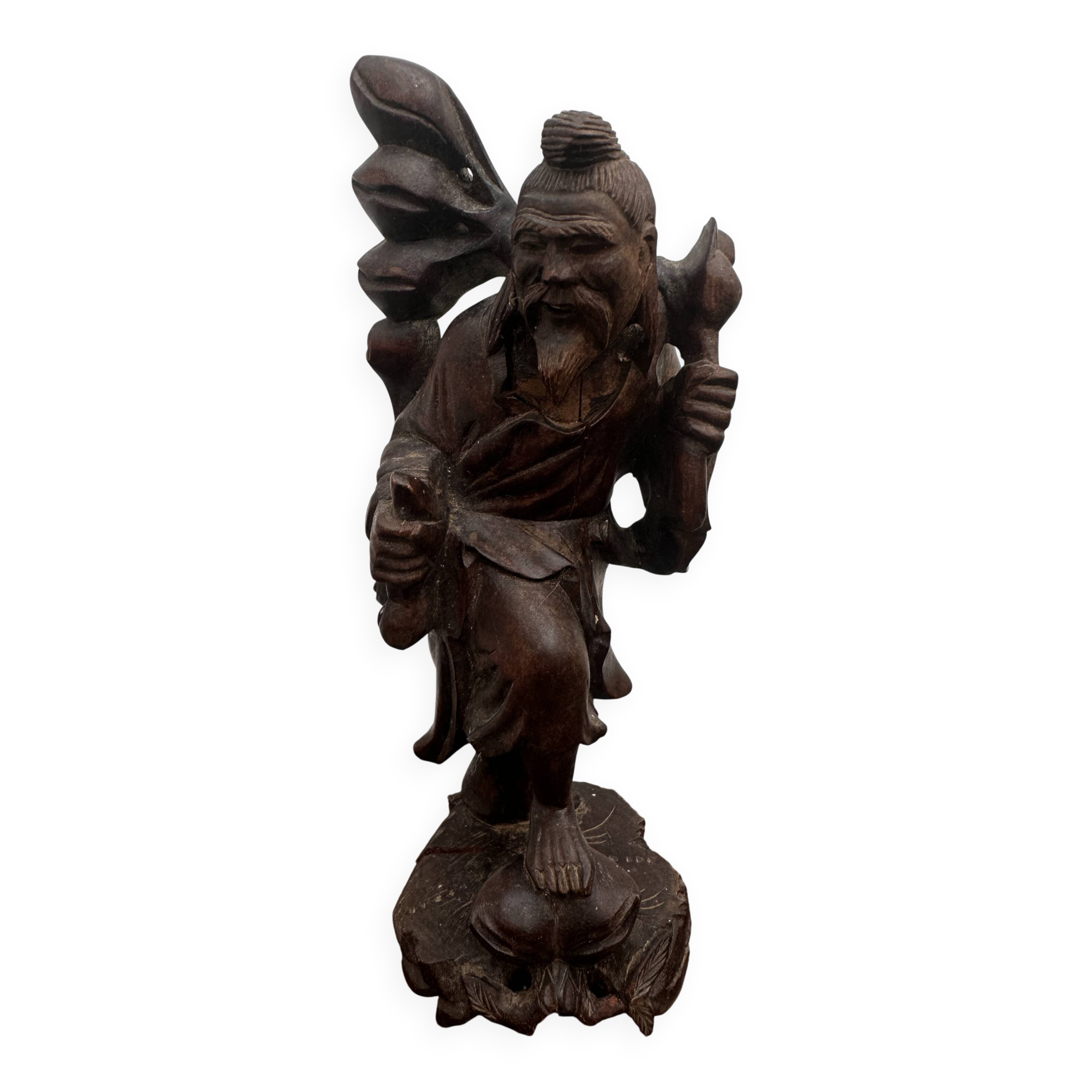 Sculpture en bois sculpté "paysan chinois", début XXème s.
