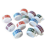 Lot de 12 tasses à café vintage. Circa 1970.