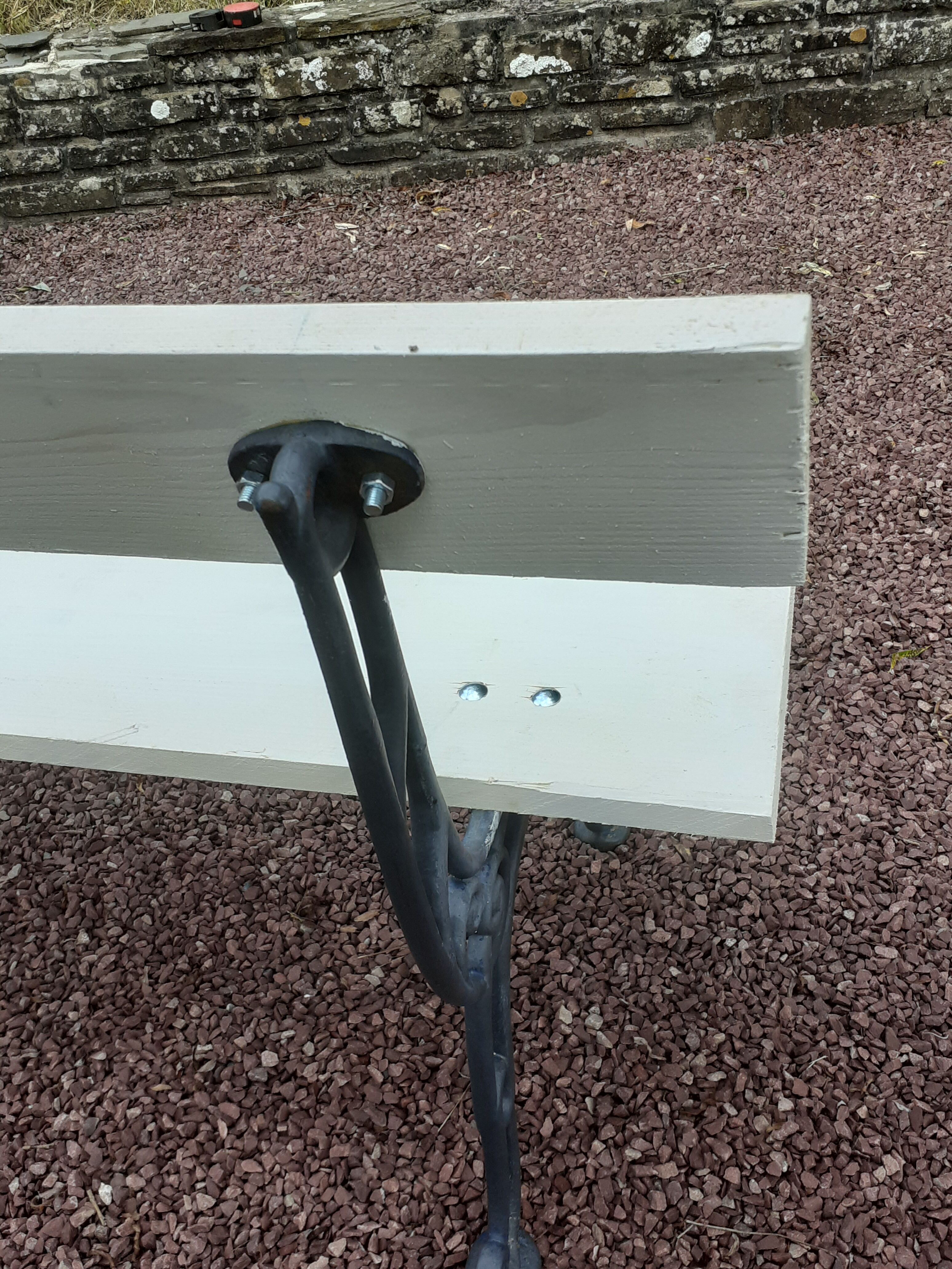 Garden bench with old cast-cast-or-cast-or-cast foot