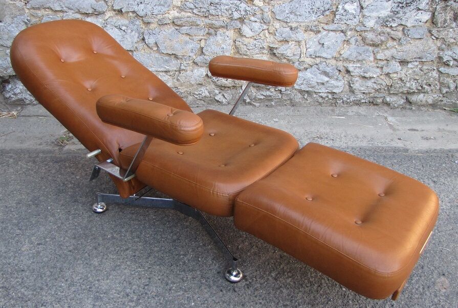 Long leather chair natural  1970