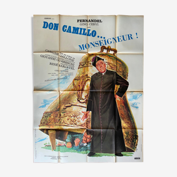 Affiche cinéma "Don Camillo Monseigneur" Fernandel 120x160cm 1961