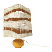 Orange ceramic lamp with vintage wool lampshade from the 70s