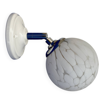 Vintage glass globe wall light from Clichy, white.