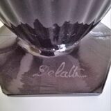 Large baluster vase in smoked glass, signed Delatte