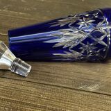 Carafe Art-Deco - Cristal Saint-Louis - Taillé et Bleu Cobalt H 22 cm