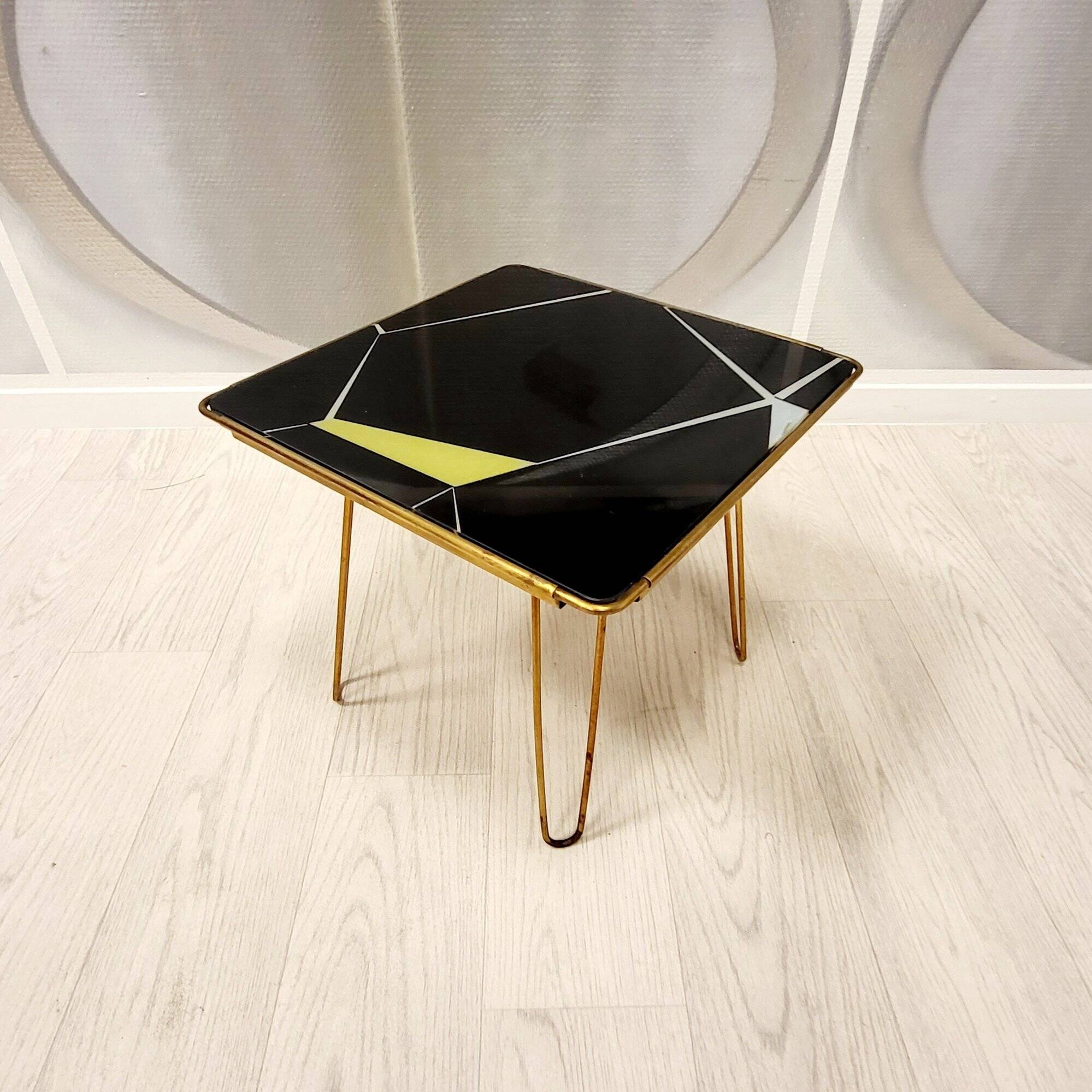 Vintage Coffee Table • Brass • Glass • 1950