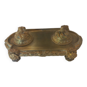 19th century bronze inkwell