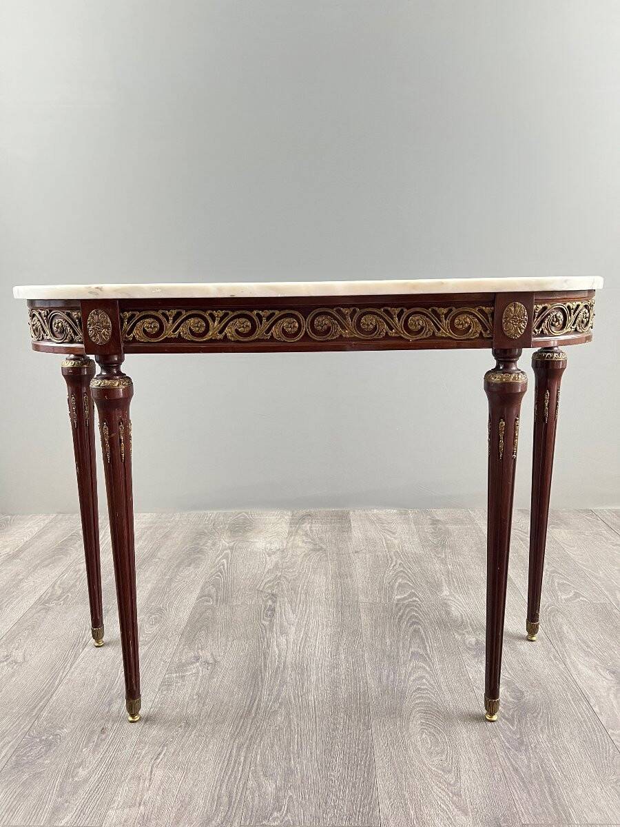 Console en bois et marbre, style Louis XVI, Début du XXe siècle