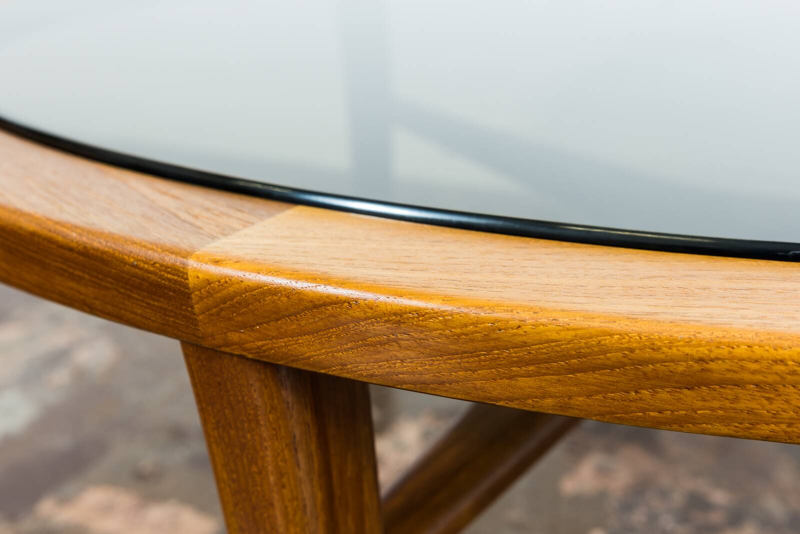 Scandinavian Teak Round with Glass Top Coffee Table 1960's.