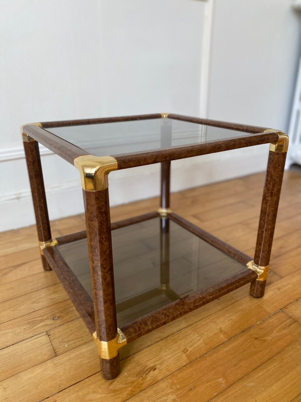 Piece of smoked glass sofa