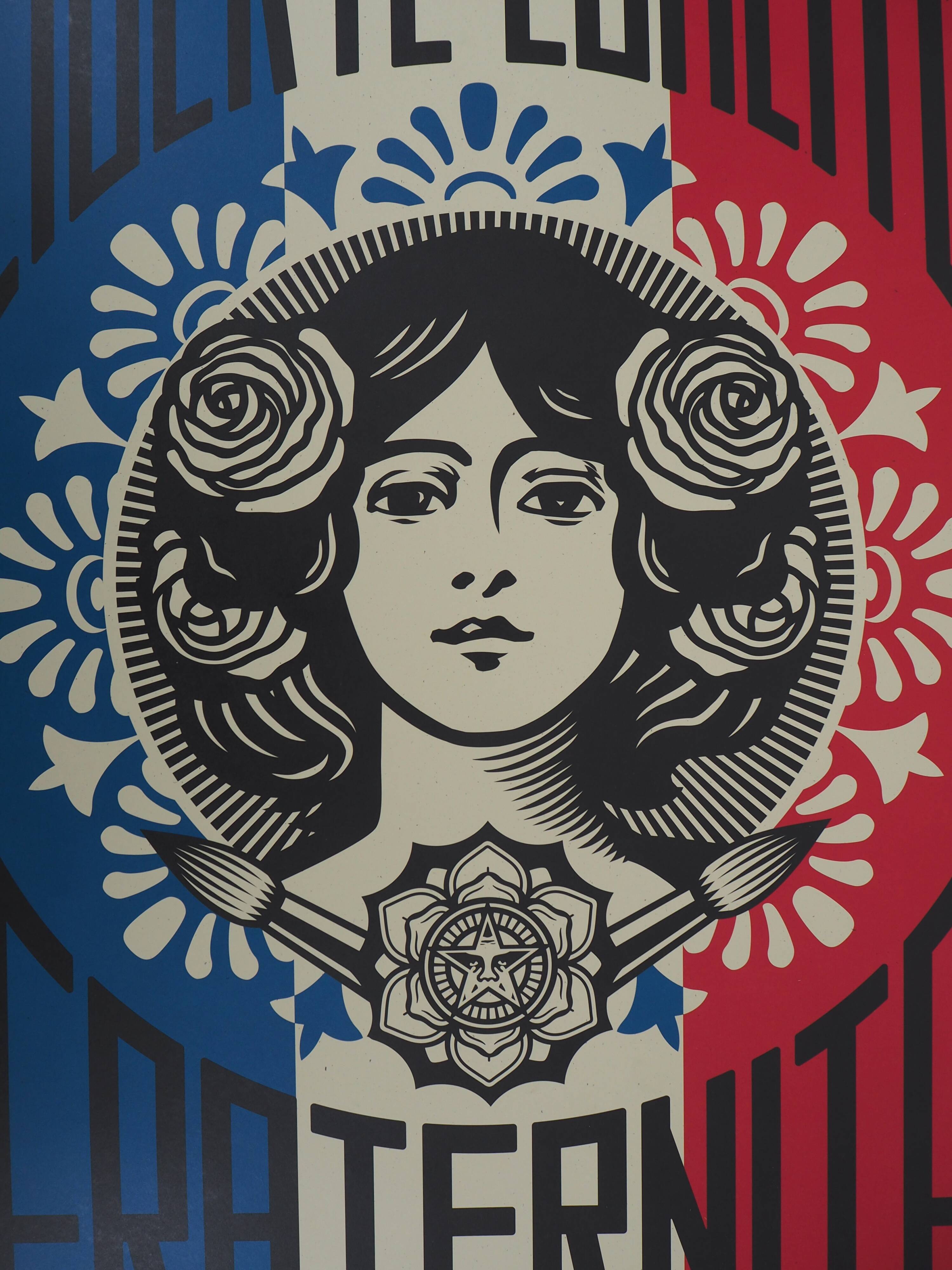 Shepard Fairey (Obey Giant): Liberty, Equality, Fraternity - Signed lithograph