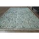 1970s vintage Turkish hand-knotted wool cotton green area rug 196x224