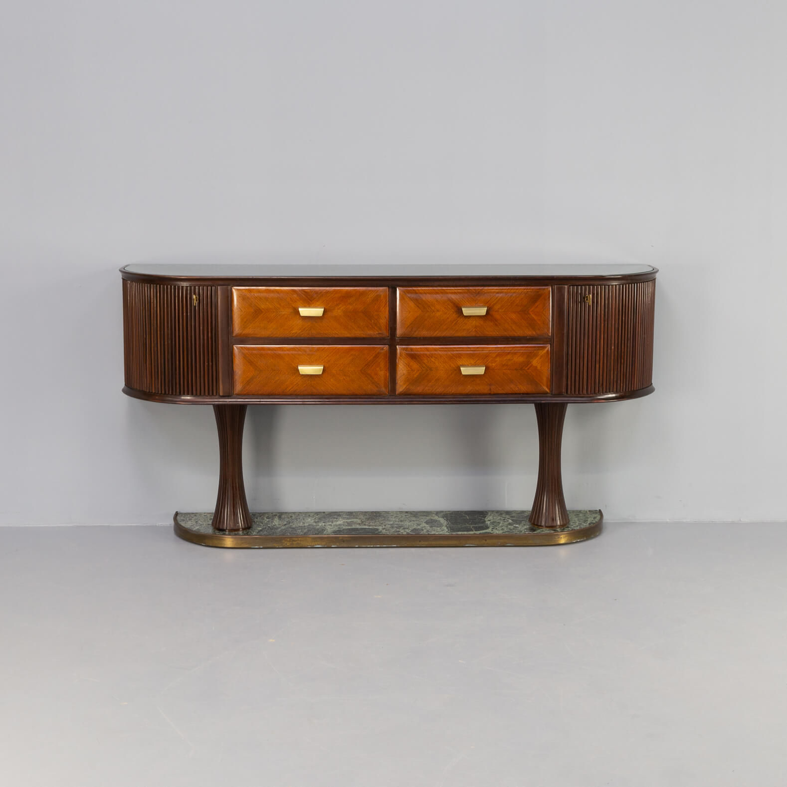 60s italian sidebaoard walnut teak and marble by vittorio dassi